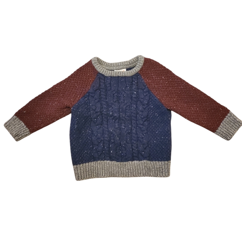 Colorblock Cable Knit Sweater - Picture 1 of 3
